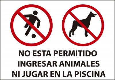 señaletica prohibido animales juegos piscina 1