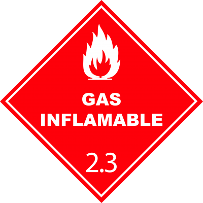 Señalética de sustancias peligrosas 2.3 gas inflamable
