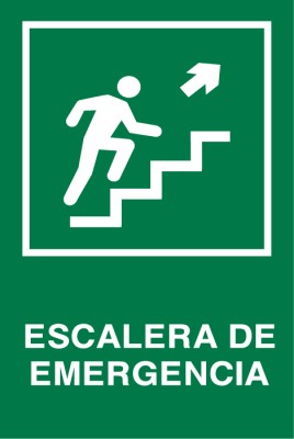Señalética seguridad escalera emergencia arriba derecha