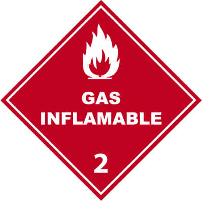 Señalética de sustancias peligrosas gas inflamable 2.1