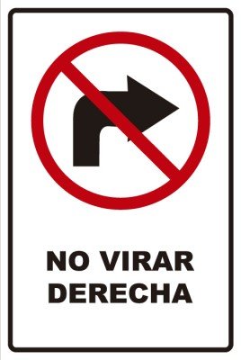 señaletica transito no virar derecha