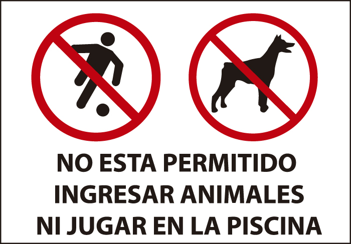 señaletica prohibido animales juegos piscina